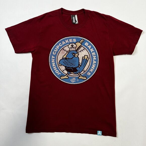 Johnny Cupcakes Size Medium T-Shirt Red, Hawk, Bird, Baseball, Graphic Tee Logo - Picture 1 of 12